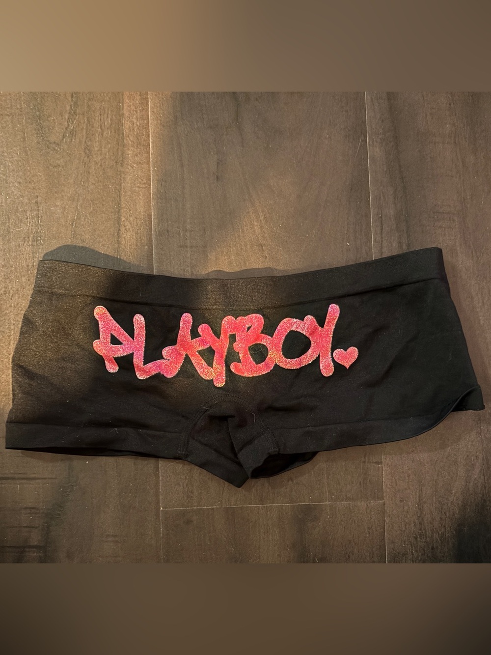 PLAYBOY Booty Hipster Shorts Pink Glitter Logo & bunny Y2K vintage small nwot
